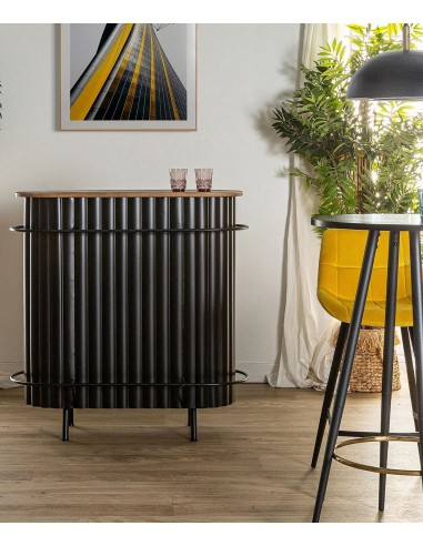 Barra Bar MEYSSE de Madera de Roble y Hierro Negro