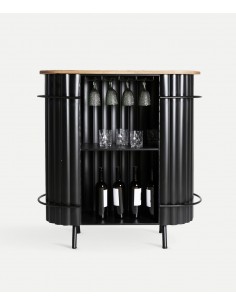 Barra Bar MEYSSE de Madera de Roble y Hierro Negro 2