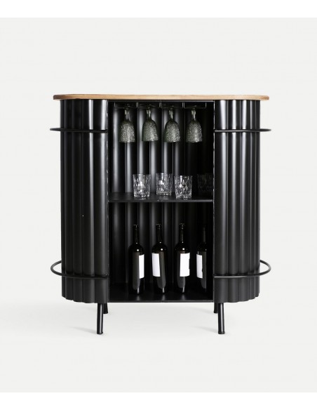 Barra Bar MEYSSE de Madera de Roble y Hierro Negro