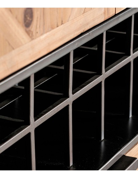 Armario Botellero LONGFORD de Madera de Abeto y Hierro Gris