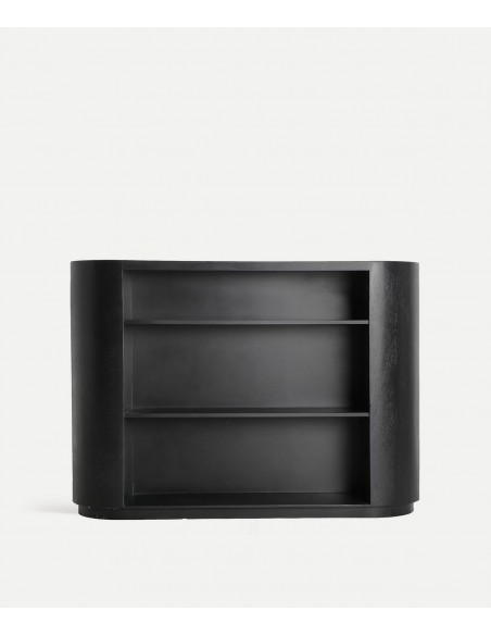 Balcão de bar BEILEN em rattan natural e madeira de pinho preto