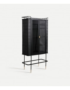 Vitrine FUSSEN 80 x 40 x 165 em ferro preto e dourado,...