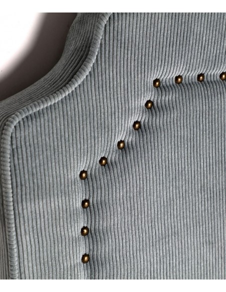 Cabeceira Estofada Dudswell Azul Veludo Cotelê 160, estilo Vintage