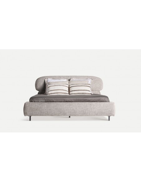 Cama Sannes Tapizada en Beige, estilo Contemporáneo y Natural