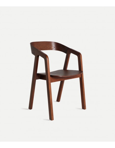 Silla contemporánea artesanal REDE madera color nogal