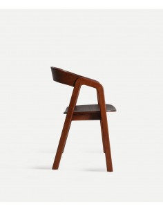 Silla contemporánea artesanal REDE madera color nogal 2