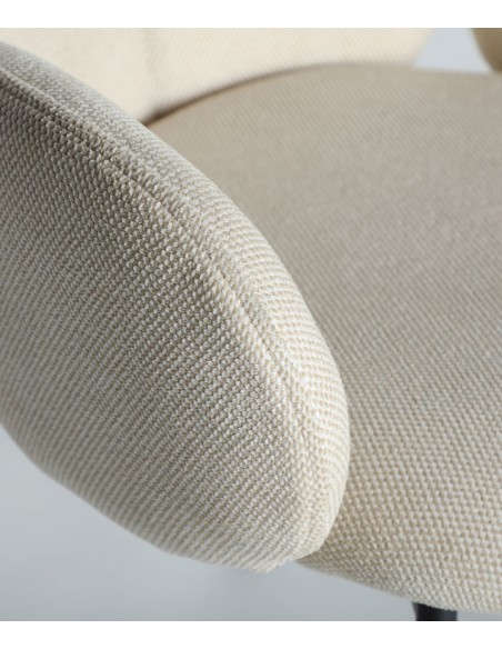 Silla moderna con brazos BURGNAC tela crema, metal negro