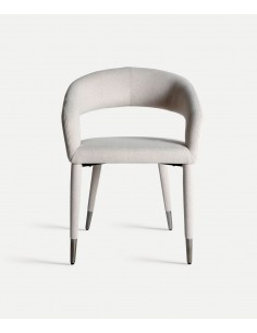 Cadeira CASSEL Art Déco em aço inoxidável e tecido off-white 2