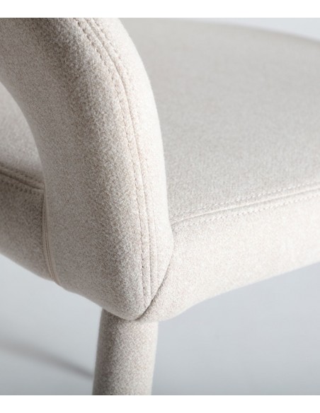 Cadeira CASSEL Art Déco em aço inoxidável e tecido off-white