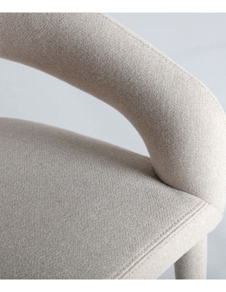 Cadeira CASSEL Art Déco em aço inoxidável e tecido off-white