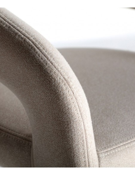 Taburete alto art déco CASSEL 76 de acero inoxidable y tejido blanco roto