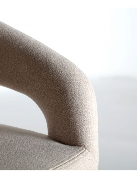 Banqueta alta CASSEL 76 art déco em aço inoxidável e tecido off-white