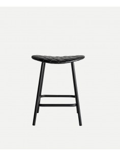 Banco baixo CHAEPE 49 em pele preta, estilo industrial... 2