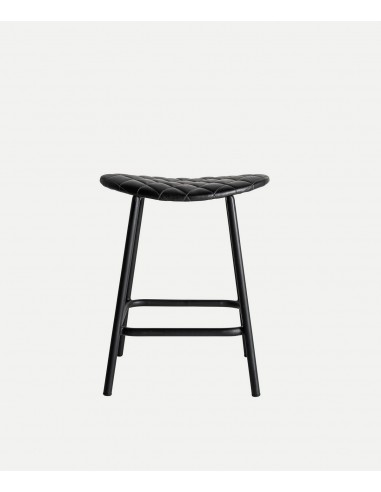 Banco baixo CHAEPE 49 em pele preta, estilo...