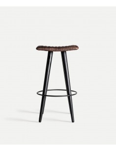 Taburete bar en piel marrón BEFAUX 74, estilo industrial... 2