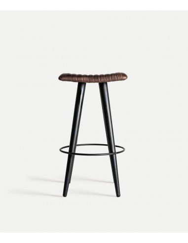 Taburete bar en piel marrón BEFAUX 74, estilo...