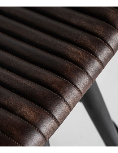 Taburete bar en piel marrón BEFAUX 74, estilo...