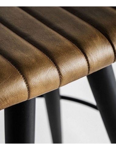 Taburete bajo en piel verde BEFAUX 59, estilo...