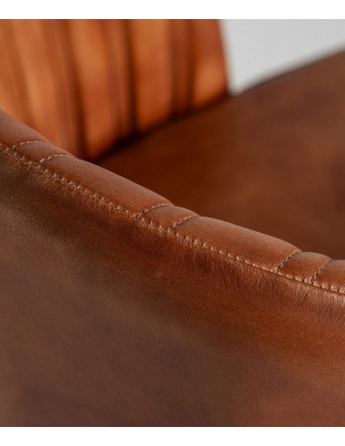 Silla LUARD de piel marrón estilo industrial,...