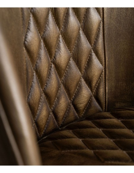 Cadeira BROUSE em pele de camelo, estilo industrial, pernas em metal preto