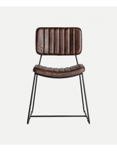 Silla de piel marrón ISSERT diseño industrial con metal... 2