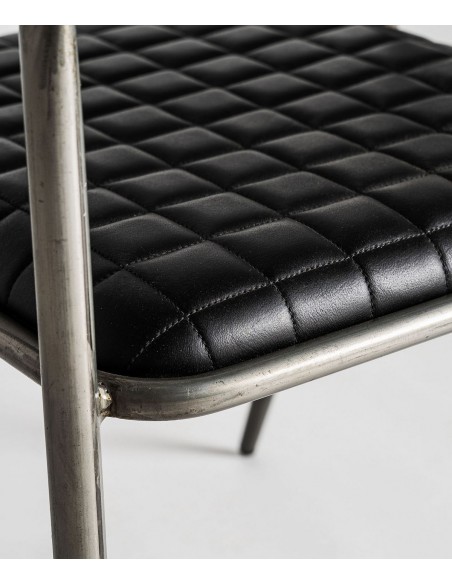 Silla de piel negra OLBY estilo vintage industrial con reposabrazos