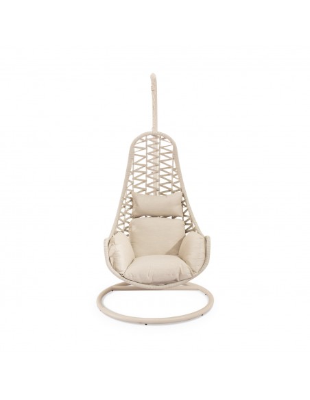 Sillón Colgante de Exterior CONSTANZA Beige,diseño Moderno en Ratán Sintético