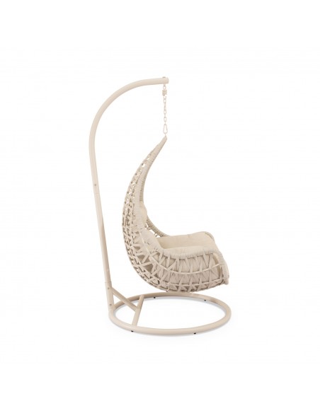 Sillón Colgante de Exterior CONSTANZA Beige,diseño Moderno en Ratán Sintético