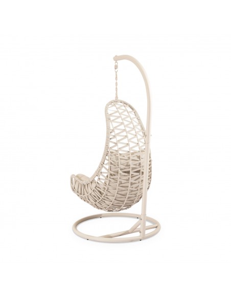 Cadeira Suspensa para Área Externa CONSTANZA Bege, Design Moderno em Rattan Sintético