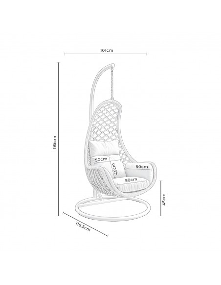 Cadeira Suspensa para Área Externa CONSTANZA Cinza escuro, Design Moderno em Rattan Sintético