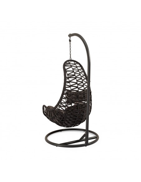 Sillón Colgante de Exterior CONSTANZA Gris oscuro,diseño Moderno en Ratán Sintético