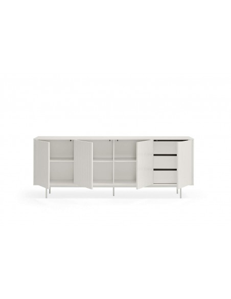 TEULAT APARADOR Serra 210x44, minimalista, gavetas lacadas a branco.