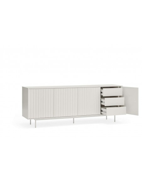 TEULAT APARADOR Serra 210x44, minimalista, gavetas lacadas a branco.