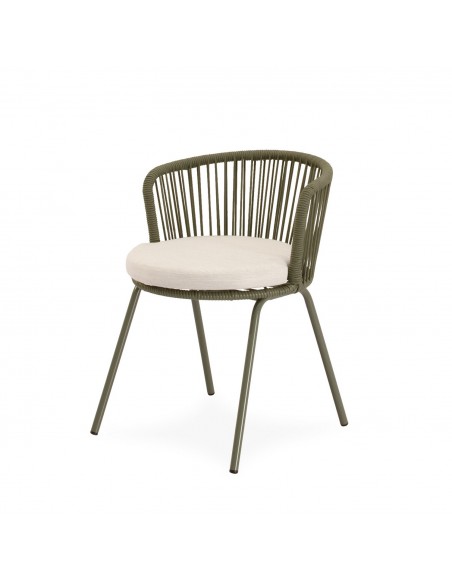Cadeira para área externa VILMA em corda e aço. Conforto e estilo para terraço ou jardim