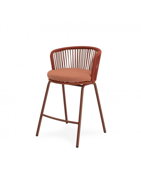 Taburete de Exterior VILMA 64 en Cuerda y Acero. Confort y Estilo para Terraza o Jardín"