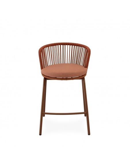 Taburete de Exterior VILMA 64 en Cuerda y Acero. Confort y Estilo para Terraza o Jardín"