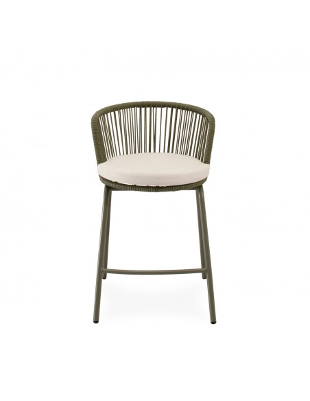 Taburete de Exterior VILMA 64 en Cuerda y Acero. Confort y Estilo para Terraza o Jardín"