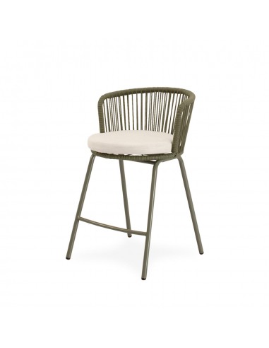Taburete de Exterior VILMA 64 en Cuerda y Acero. Confort y Estilo para Terraza o Jardín"