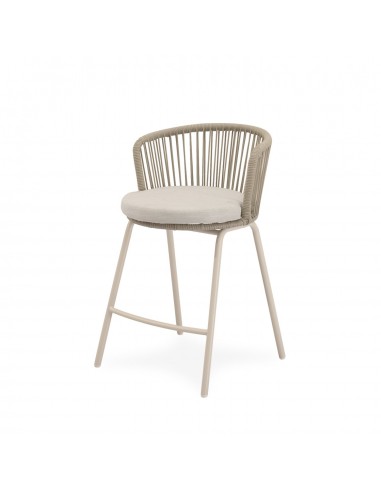 Taburete de Exterior VILMA 64 en Cuerda y Acero. Confort y Estilo para Terraza o Jardín"
