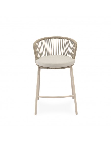 Taburete de Exterior VILMA 64 en Cuerda y Acero. Confort y Estilo para Terraza o Jardín"