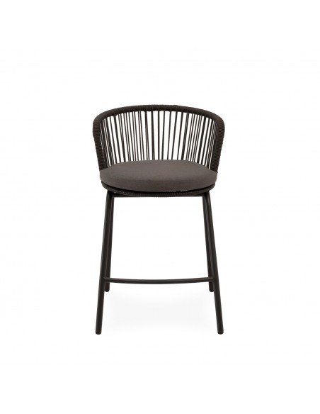 Taburete de Exterior VILMA 64 en Cuerda y Acero. Confort y Estilo para Terraza o Jardín"