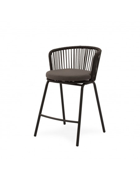 Taburete de Exterior VILMA 64 en Cuerda y Acero. Confort y Estilo para Terraza o Jardín"