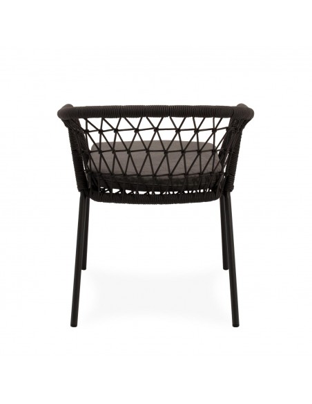 Silla apilable de Exterior SOLENE en Cuerda y Acero. Estilo Boho Chic y Confort para Terraza o Jardín