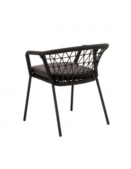 Cadeira empilhável para área externa SOLENE em corda e aço. Estilo Boho Chic e Conforto para Terraço ou Jardim