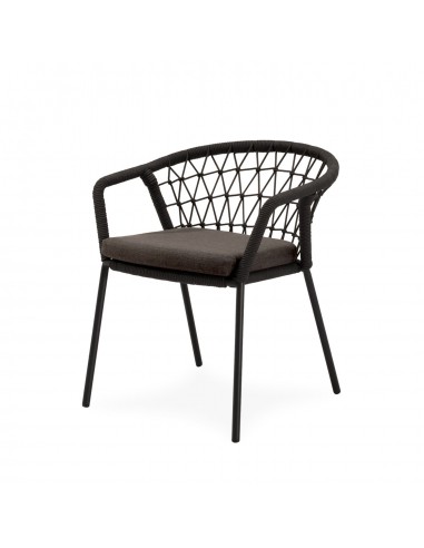 Cadeira empilhável para área externa SOLENE em corda e aço. Estilo Boho Chic e Conforto para Terraço ou Jardim