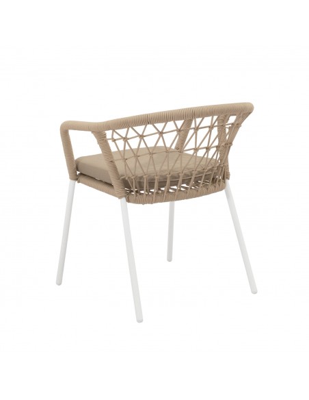 Silla apilable de Exterior SOLENE en Cuerda y Acero. Estilo Boho Chic y Confort para Terraza o Jardín