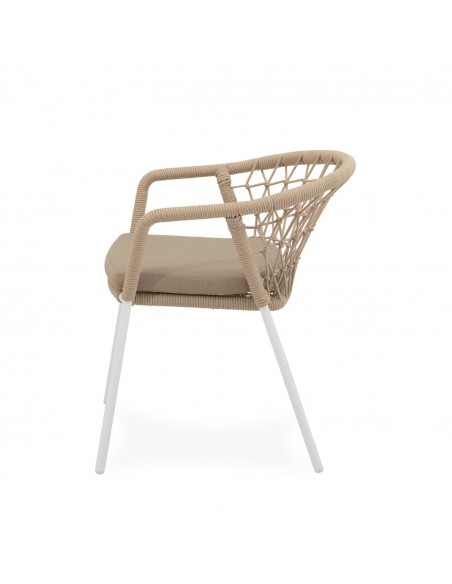 Cadeira empilhável para área externa SOLENE em corda e aço. Estilo Boho Chic e Conforto para Terraço ou Jardim