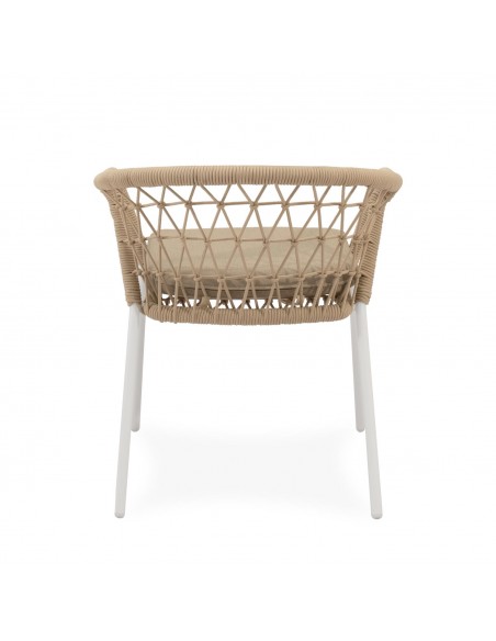 Cadeira empilhável para área externa SOLENE em corda e aço. Estilo Boho Chic e Conforto para Terraço ou Jardim