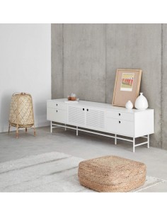 TEULAT MUEBLE TV PUNTO 180x40, DM lacado y metal blanco 2