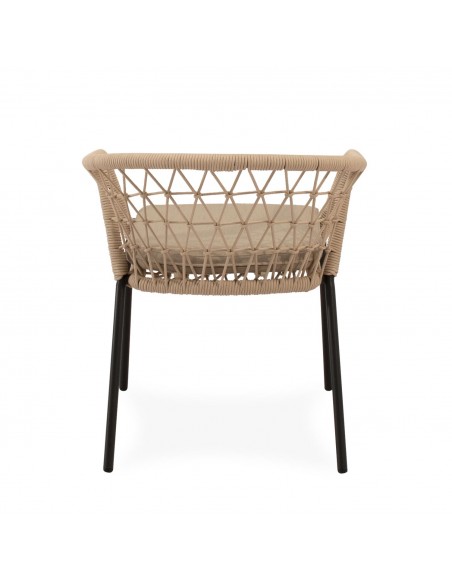 Cadeira empilhável para área externa SOLENE em corda e aço. Estilo Boho Chic e Conforto para Terraço ou Jardim